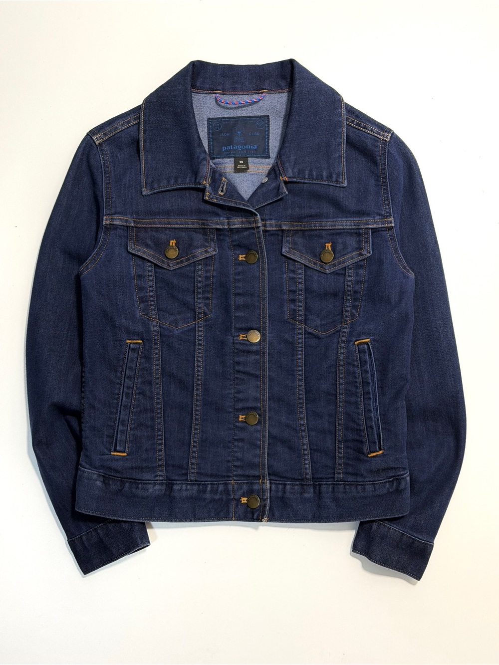 Patagonia Iron Clad Type 3 Denim Trucker Jacket Womens XS Blue Outdoor Casual